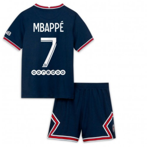 Paris Saint-Germain Kylian Mbappé 7 Børn HjemmebaneSæts 2021 2022 - FodboldTrøjer(S/S)